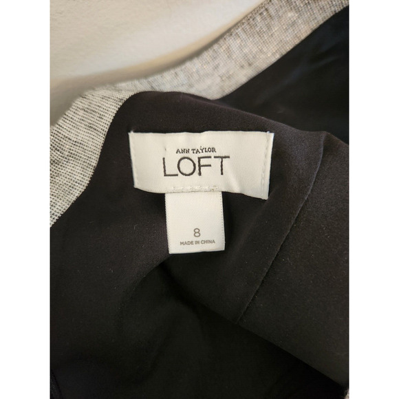 Ann Taylor Loft Womens Dress Gray Metallic Linen Blend Sz 8 Fit & Flare Pockets - Picture 2 of 11
